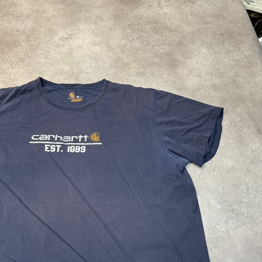 Carhartt T-Shirt Mens Y2K USA Short Sleeve Graphic Workwear Tee, Navy, 2XL image 2