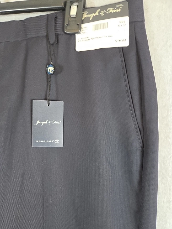 Pantalones de vestir Joseph & Feiss para hombre 36x30 mezcla de lana azul marino carrera oficina NUEVO Foto 4 de 4
