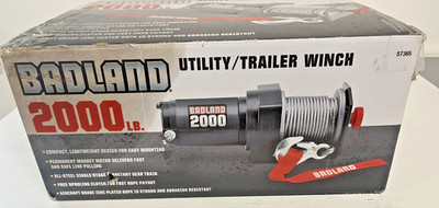 Utility Trailer Winch with Steel Rope BADLAND 2000 lb. Model 57365
