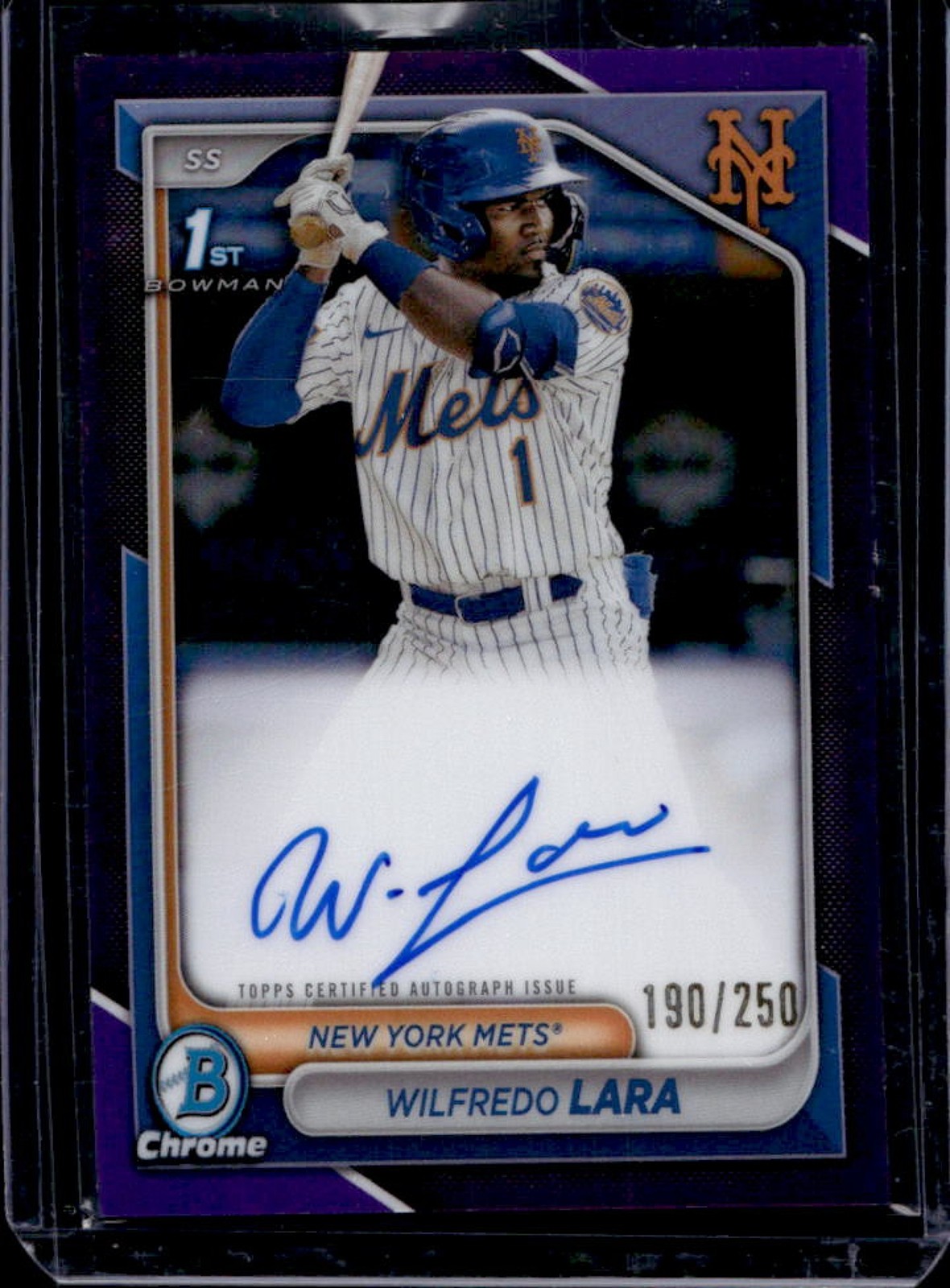 2024 Bowman Chrome Wilfredo Lara Auto Purple Refractor 1st #190/250