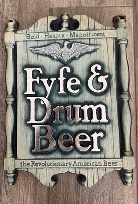 VINTAGE FYFE & DRUM BEER SIGN PLASTIC 18'' X 13'' Across Flaws