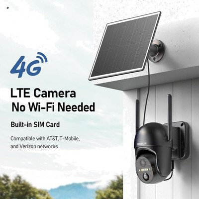 4G LTE Solar Powered Outdoor Security Camera with 360° View & 2K Night Vision