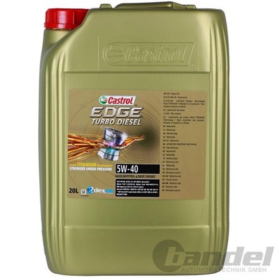 2x 20L CASTROL EDGE TITANIUM 5W40 für VW 505.00/01 MB 226.5 229.51 FORD M2C917-A