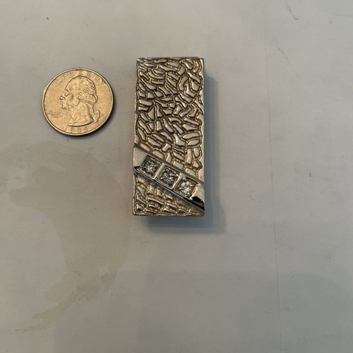 VTG Lind Silver Plate Nugget Style Money Clip With CZ