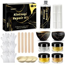 Kintsugi Repair Kit, Food Safe Gold Silver Kintsugi Kit for Broken Ceramics, G