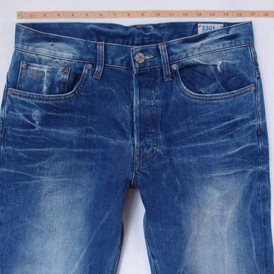 Herrens G-Star 3301 STRAIGHT TAPERED Regular Baumwolle Blau Jeans W34 L34