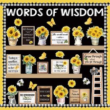 72 Pcs Sunflower Classroom Bulletin Board Set Motivational Flower Bulletin Bo...