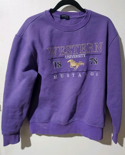 Vintage 90's Western University Crewneck Sweatshirt Mens Medium Mustangs  Purple - Bild 1 von 10