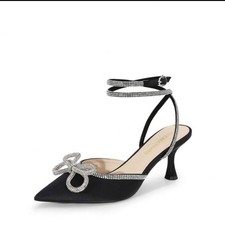 Women Rhinestone Dress Pumps 2.76" Stiletto Kitten Heels Wedding Party Pumps