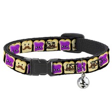 Cat Collar Breakaway with Bell Peanut Butter w/Mustache  Jelly NARROW Fits 8.5-
