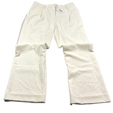 Reformation Women Alex Mid Rise Trousers Cream Wide Leg Viscose Pants Sz 12 NEW