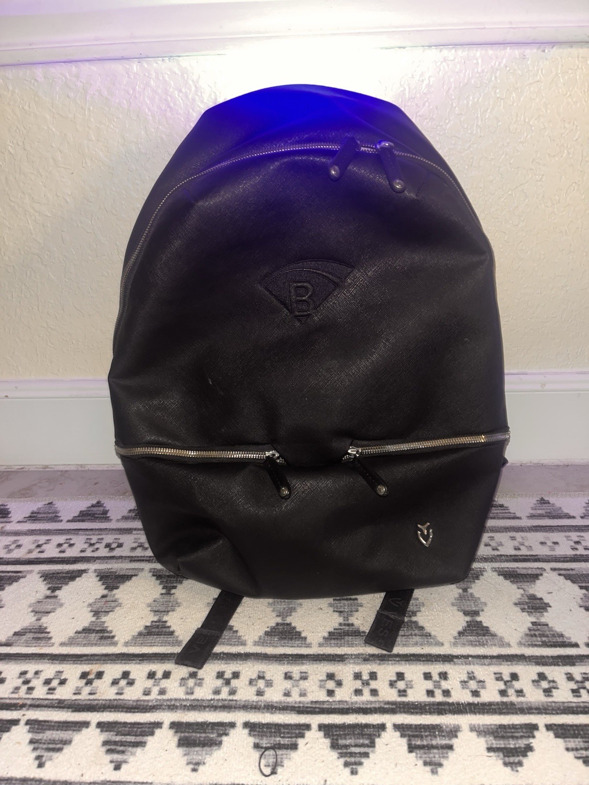 Vessel Black Solid Zip Closure Handmade Men's Bac… - image 1