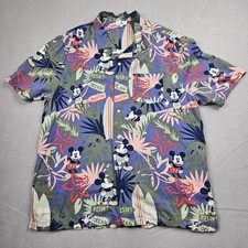 Disney Mens Shirt Mickey On Vacation Resort Surf Board Hawaiian Sz Large