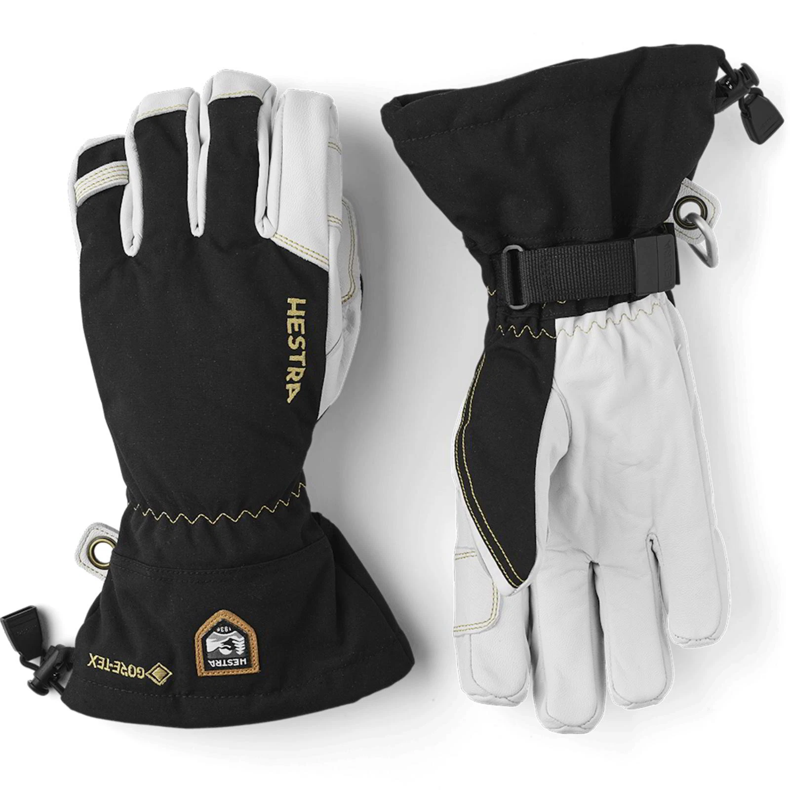 Hestra Army Leather Gore-Tex Gloves in Black/Natural Grey