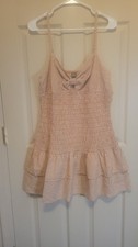 Wild Fable XXL Beige and White Gingham Smocked Ruffle Dress
