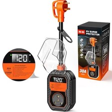 15,000J RV Surge Protector with LED Display RV Surge Protector 30 Amp Orange