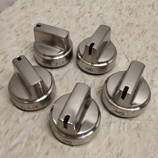 Qty 5 Stainless Steel Control Knob Compatible with GE Gas Range Stove WB03X24818