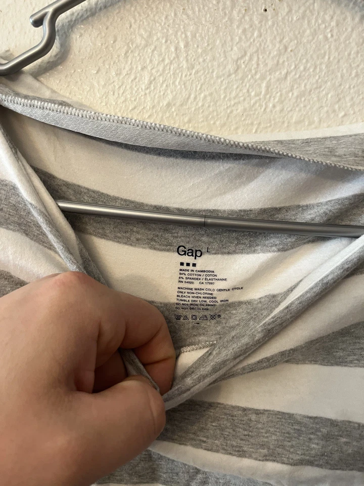 Gap женщин белый и серый в полоску круглый вырез крышка рукав пуловер блузка верхний большой - Изображение 3 из 4