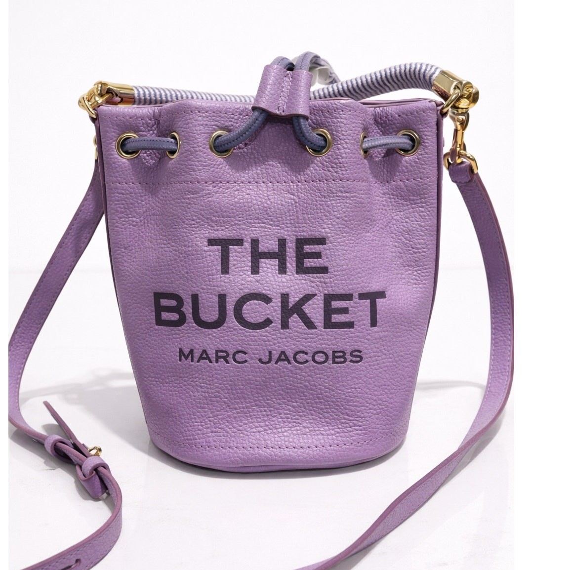 Marc Jacobs The Bucket Bag Womens Purple Leather Logo Drawstring
