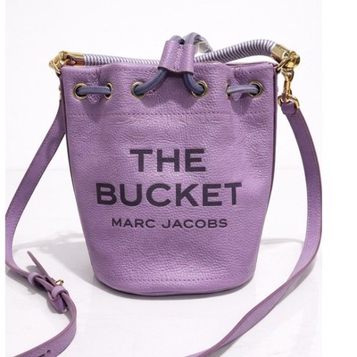 Marc Jacobs The Bucket Bag Womens Purple Leather Logo Drawstring