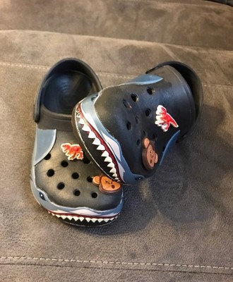 Boys Grey And black Crocs Shark Lights Up Size 2