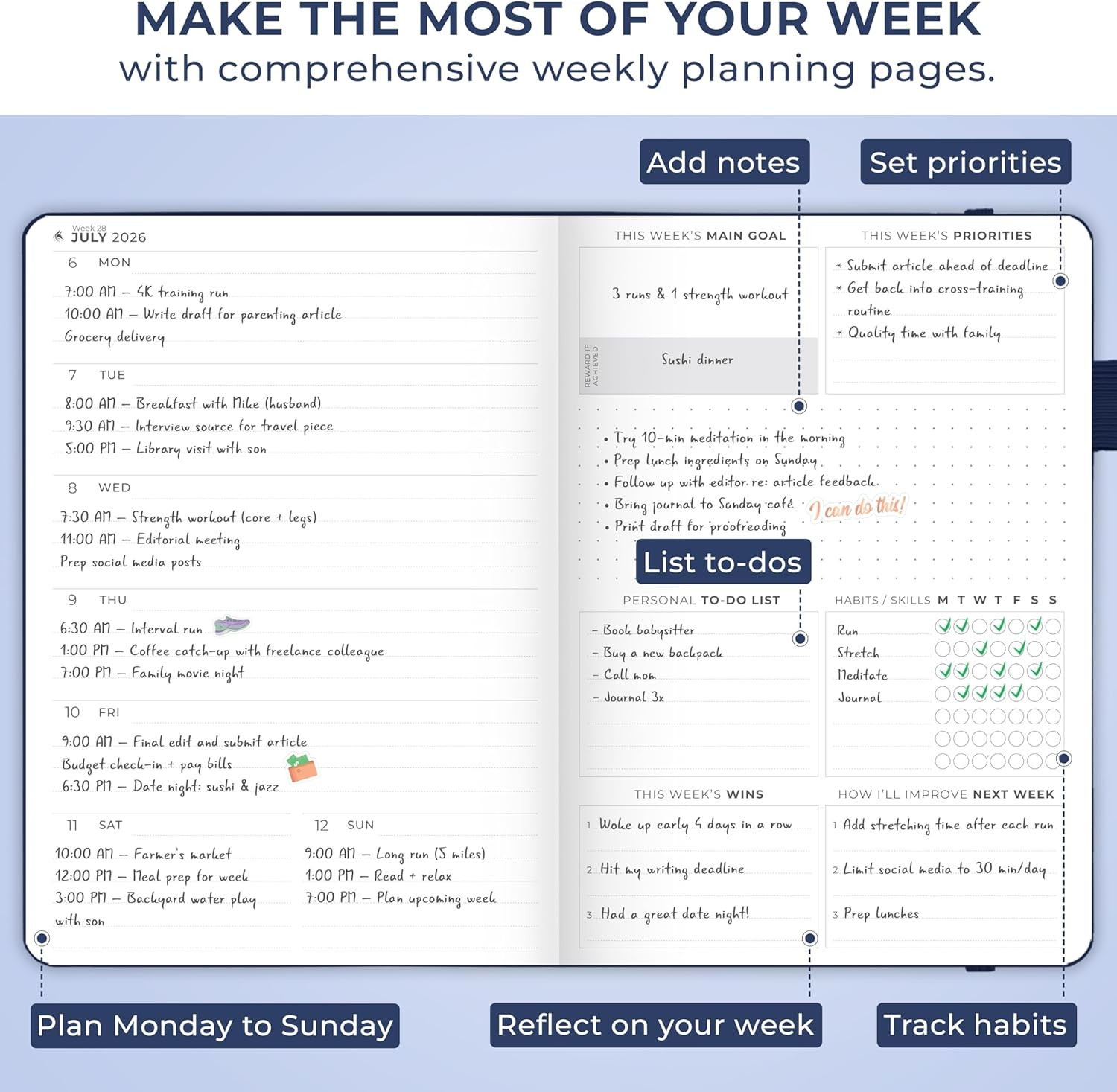 Clever Fox Dated Planner Premium 2026 – Weekly Agenda for Planning & Time Mana