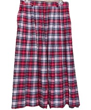 Vintage Sharon Young Womens Plaid Skirt Size 14 Red White Green Pleated  Zipper