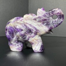 291g Rare  Quality Rare dazzling crystal Amethyst Hand Carved Elephant