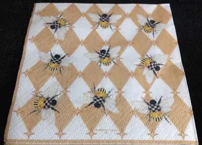 MACKENZIE-CHILDS Mackenzie Childs Queen Bee paper cocktail napkin (1) for decoupage