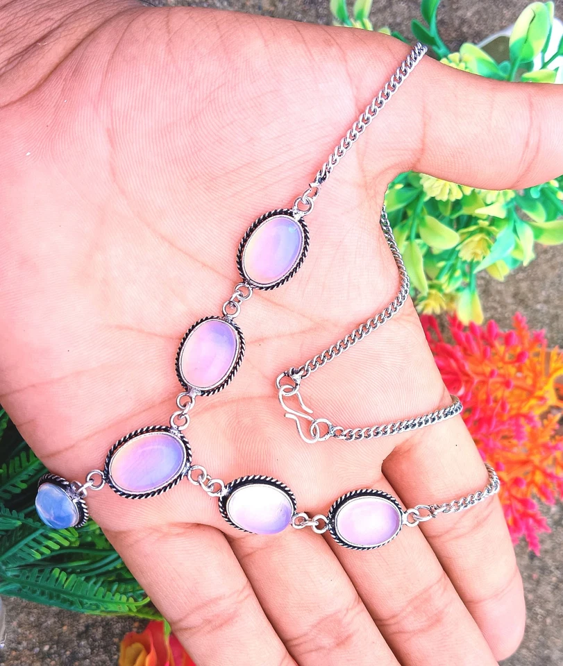 Подарок женское ювелирное ожерелье из серебра 925 пробы с покрытием из опалита 1 шт. - Изображение 4 из 4