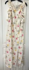 A New Day Women Ruffle Sleeve Satin Maxi Dress Floral Size XXL