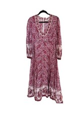 Zimmerman Amari Paisley-print Cotton-voile Maxi Plunge Dress In Red US sz 4 (0)