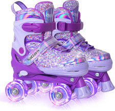 Kids Roller Skates for Girls Kids, 4 Sizes Adjustable Girls Roller Skates for Ag