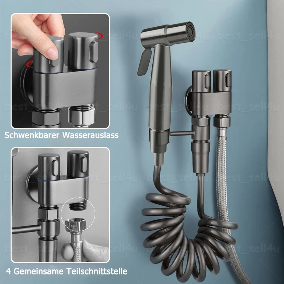 Handbrause Bidet Brause Waschbeckenbrause Duschbrause mit Schlauch Set Edelstahl - Bild 3 von 4