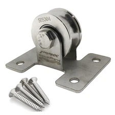 Medium U-Groove Fixed Pulley, Stainless Steel, 4-Hole, Roller Track, Bearing