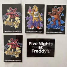FNAF 5Pc Sticker Set LE Round1, Freddy, Chica, Foxy, MIB Rare