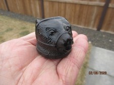 1850s ORIGINAL BLACKGLASS BOSTON & SANDWICH GLASS HEAD ONLY FOR BEAR GREASE JAR