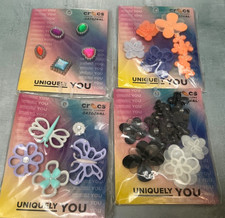 Crocs Jibbitz Uniquely You 4 Pack Shoe Charms Neon Flowers Gems 
