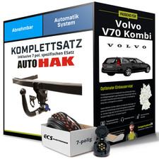 Für VOLVO V70 Kombi III Typ 135 Anhängerkupplung abnehmbar +eSatz 7pol 07-16 Set