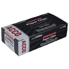 ACCO Jumbo Paper Clips, Non-Skid, Premium, Steel Wire, 20 Sheet Capacity, Sil...