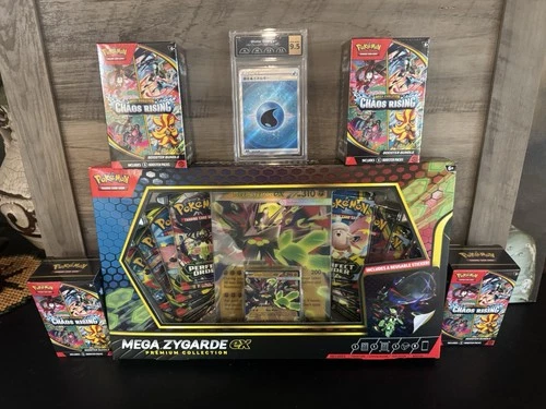 Pokemon Sealed Lot!! Mega Zygarde Box , Graded Slab, 4 Chaos Rising Booster Box!