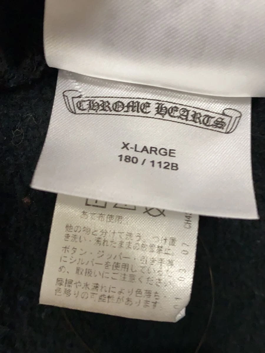 CHROME HEARTS Felpa con Cappuccio Manica Floreale Croce Ferro di Cavallo Pullover XL Cotone Nero