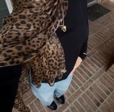 Luxury Leopard Print Hijab Scarf | Soft Lightweight Modest Shawl | Brown | Modal
