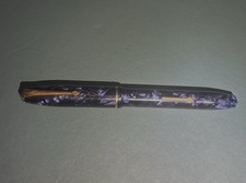 Rare vintage Conway Stewart No 85-Blue Marble -14ct Gold Flex Nib.