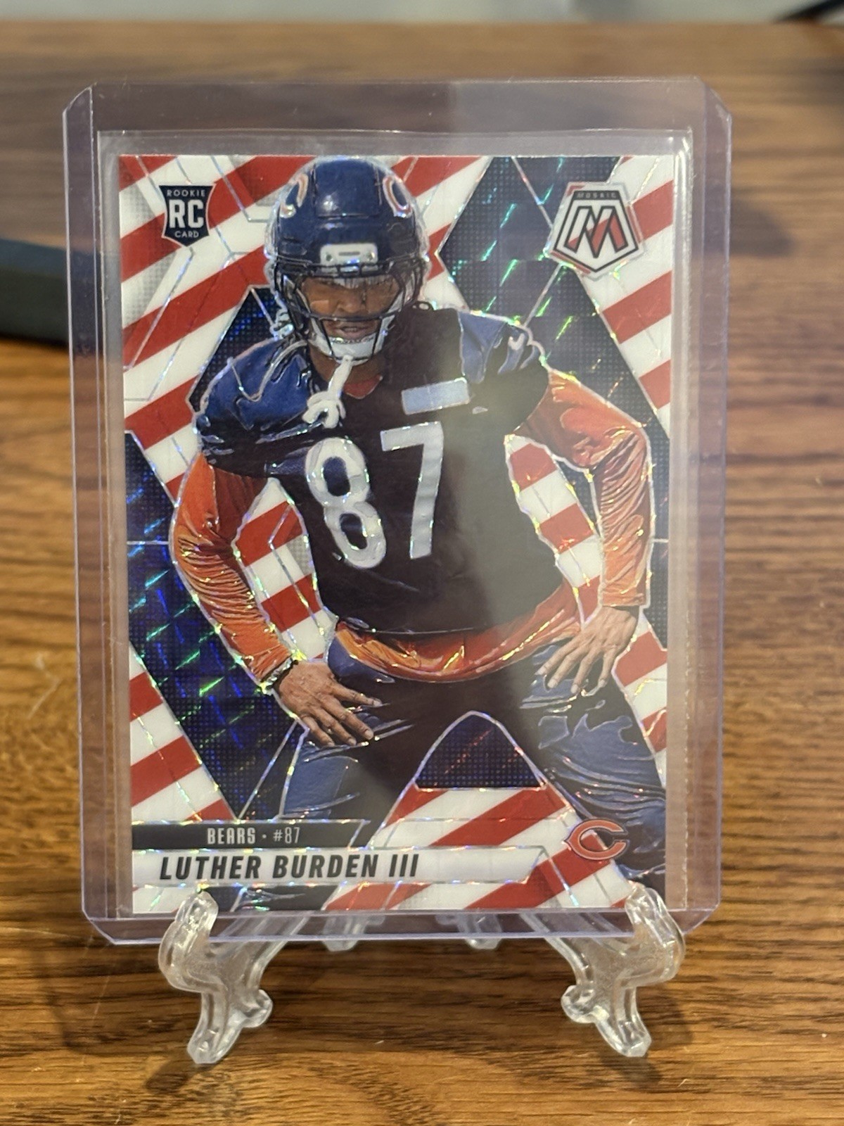 2025 Mosaic Luther Burden III Red & White Stripe Candy Cane Rookie #383 Bears RC