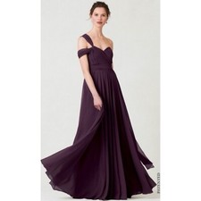 Jenny Yoo Mira Convertible Chiffon Gown, Black Currant, 8