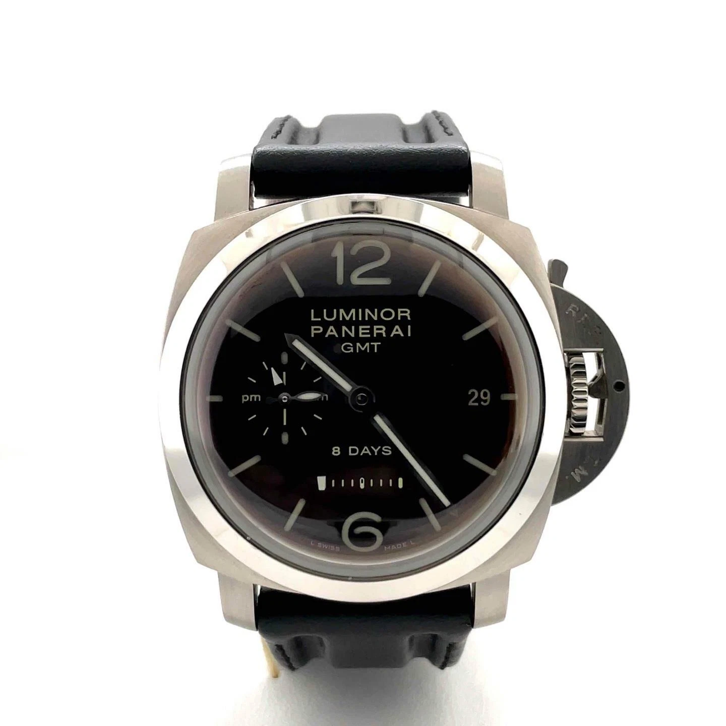 Panerai — Panerai Luminor 1950 8 Days GMT Hand Wind Black Dial Men's Watch PAM 00233