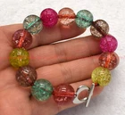 VALENTINO Grazioso Braccialetto Perline Rotonde Multicolore 10mm Pietra Pregiata Tormalina 7 5" Donna Gioiello