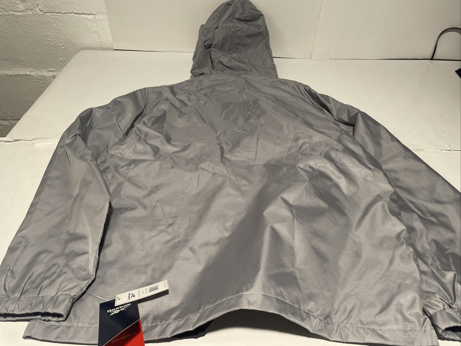 Reebok Windbreaker Pullover 1/4 Zip Lightweight Hooded Jacket Golf Gray Large thumbnail 12