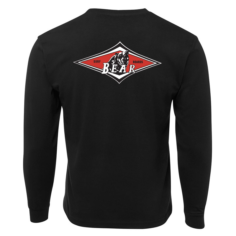 New Black Big Wednesday Bear Surfboards LS T Shirt 100 Cotton Size S